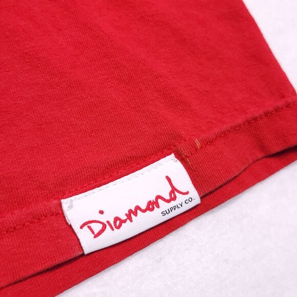 Diamond Casual Crew Neck Graphic Short Sleeve T-Shirt Mens Size L Red Black - Picture 6 of 10
